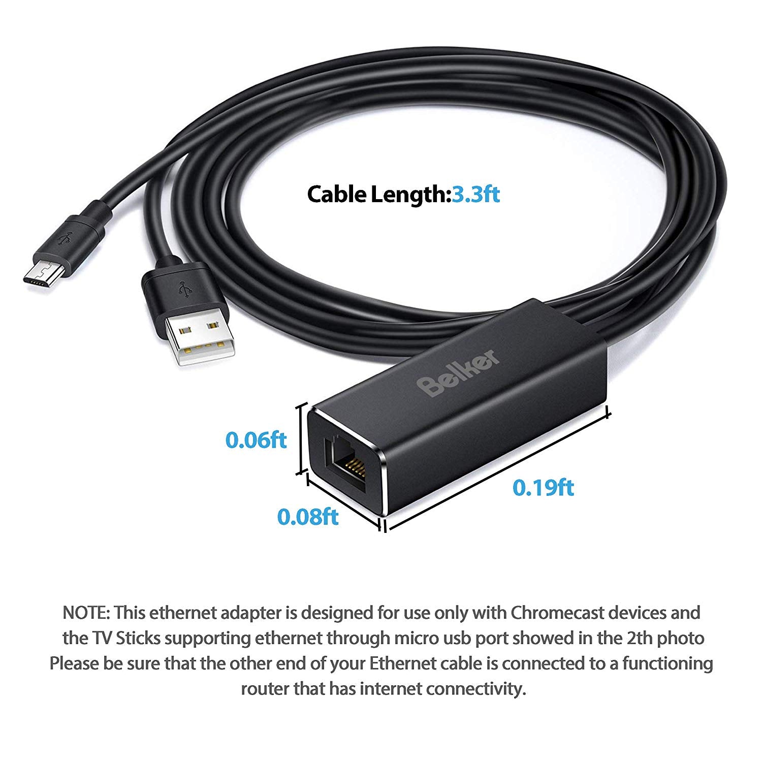 Ethernet Adapter for  Fire TV Devices